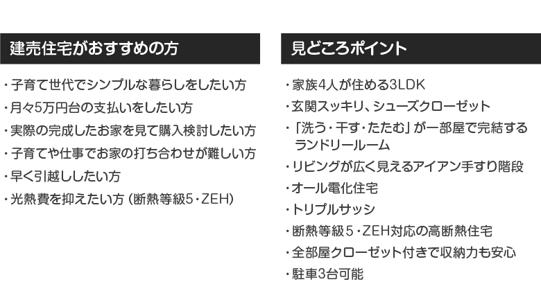 建売がオススメの方、見どころポイント